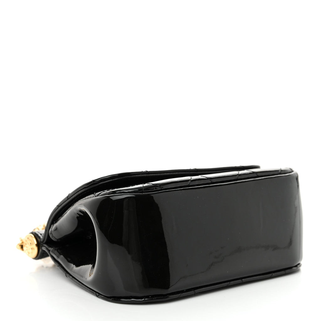 Chanel Patent Quilted Frame Clutch Flap With Chain Black
