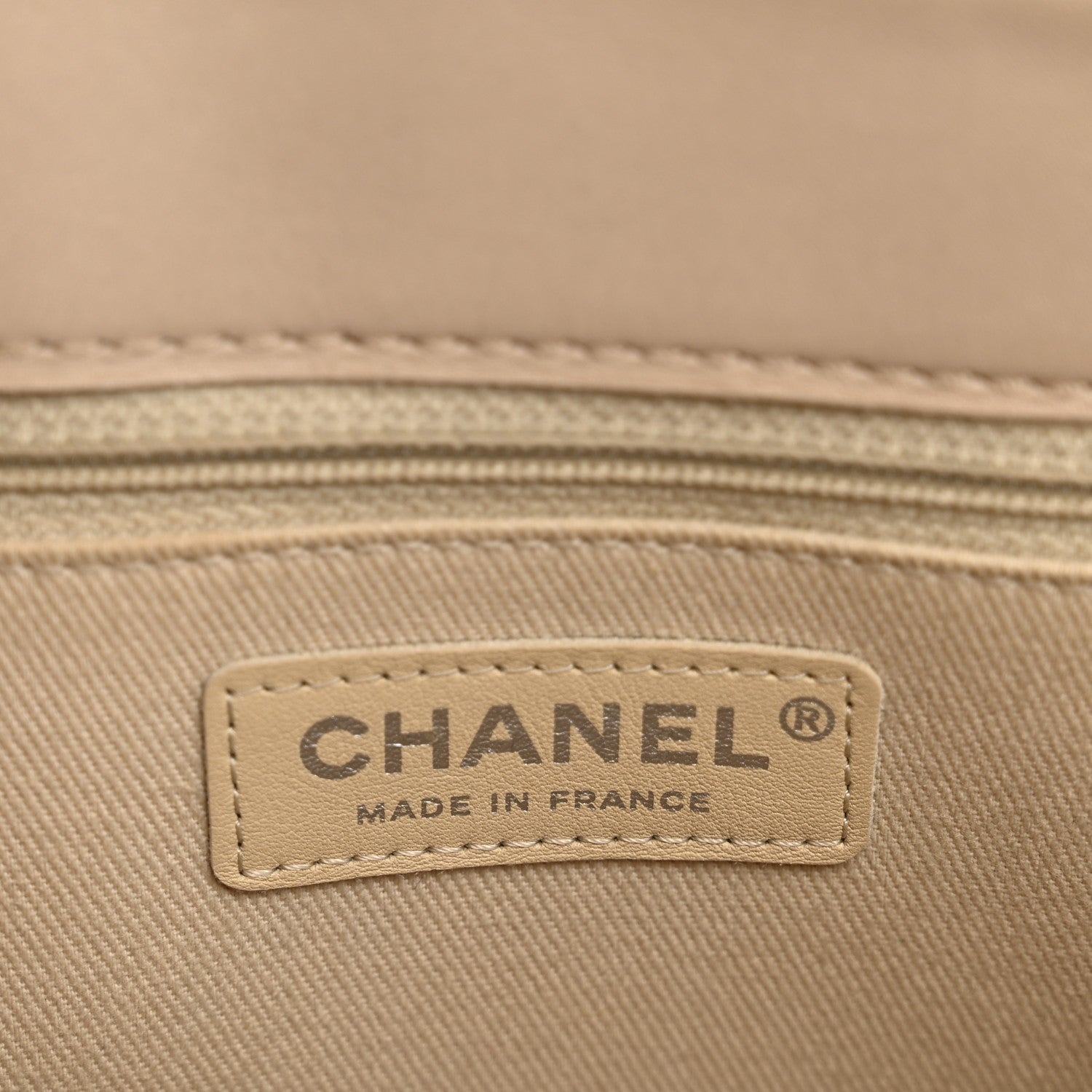 Chanel Calfskin Double Stitch Large Hamptons Flap Bag Beige