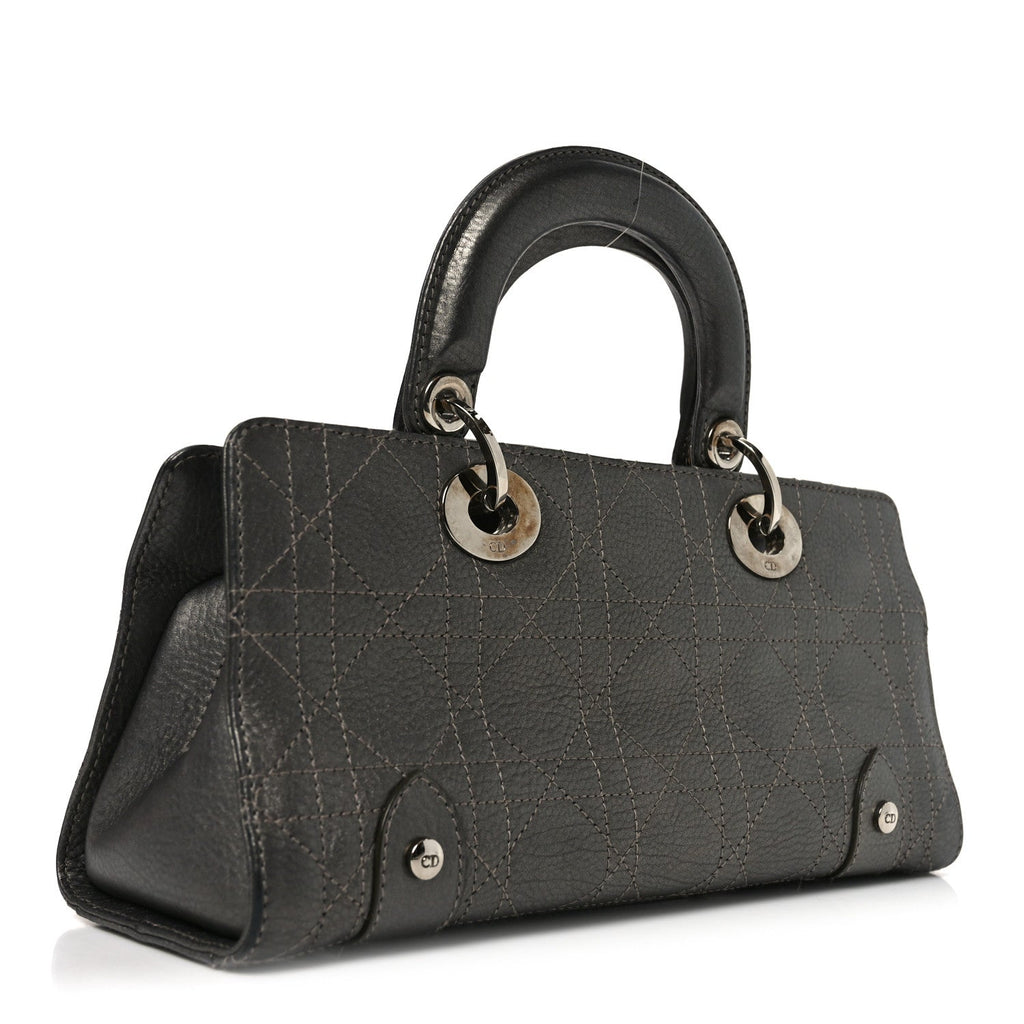 Christian Dior Metallic Calfskin Cannage Stitched Small East West Lady Dior Bronze