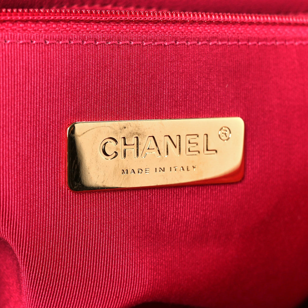 Chanel Goatskin Quilted Large Chanel 19 Flap Dark Pink