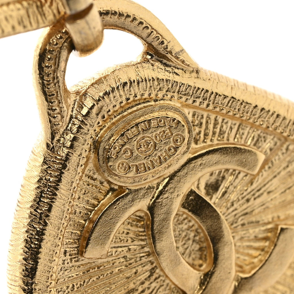 Metal CC Tags Drop Earrings Gold Pink