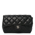 Lambskin Quilted Flap Cosmetic Case Black