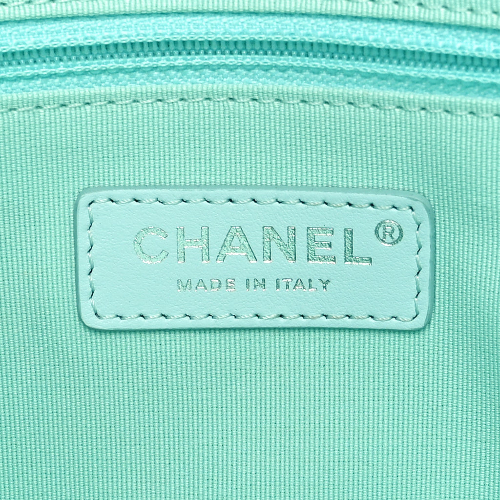 Chanel Shaded Calfskin Small Deauville Tote Light Green Turquoise Purple