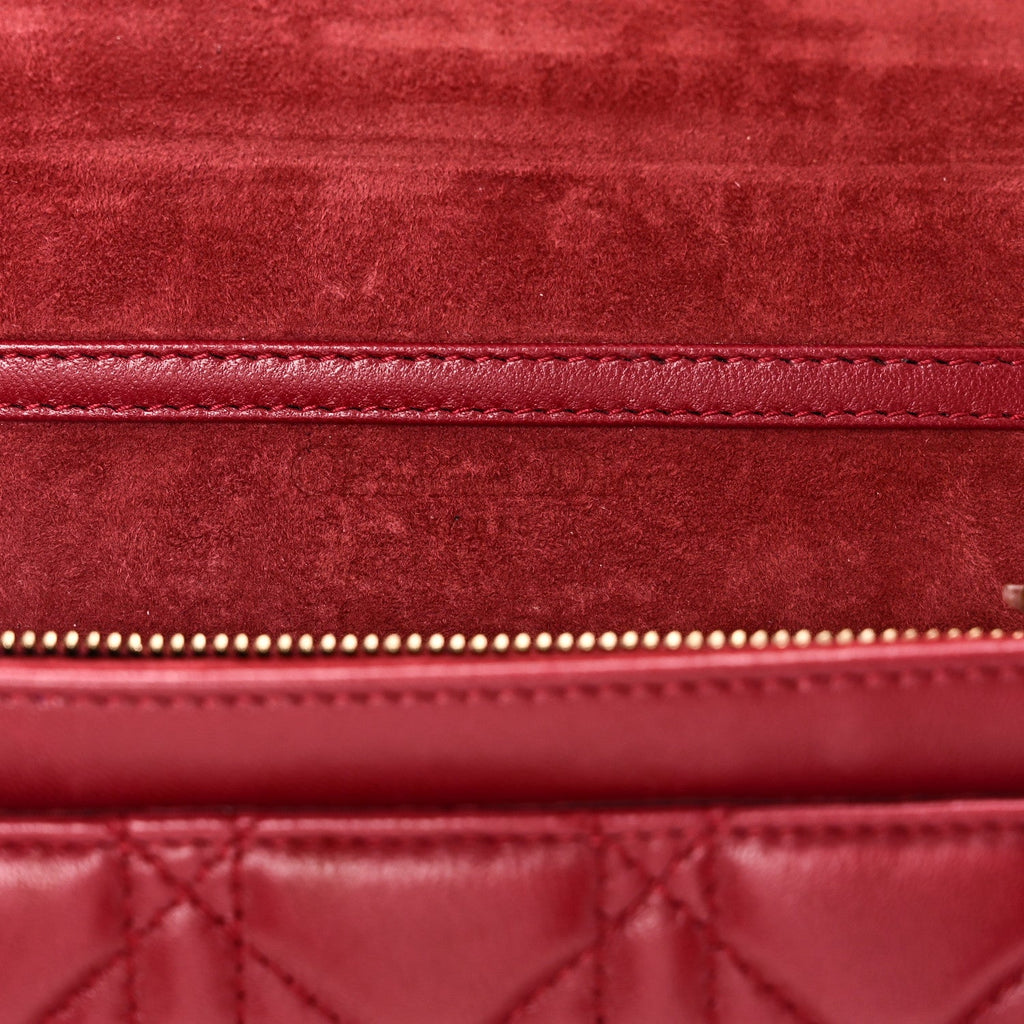 Christian Dior Lambskin Cannage Dioraddict Wallet On Chain Clutch Fuchsia