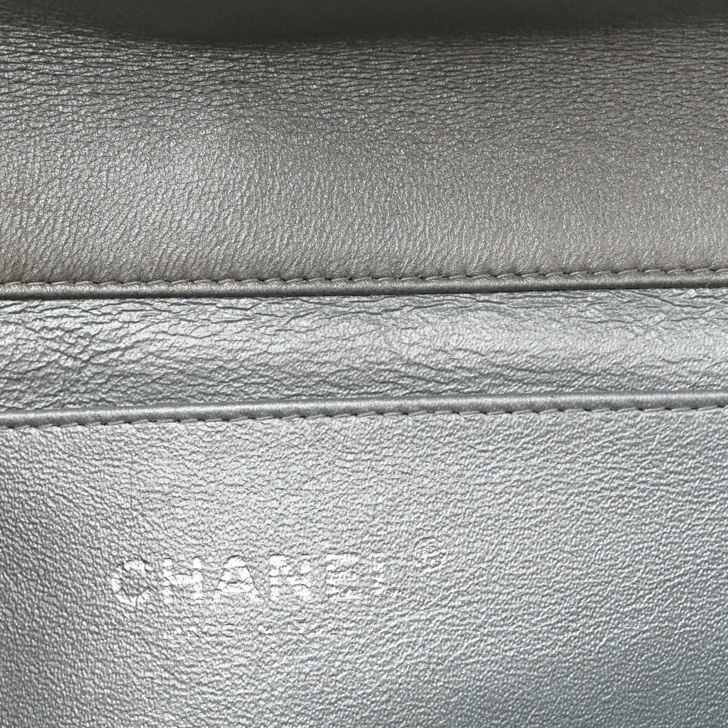 Chanel Metallic Lambskin Quilted Clutch With Chain Flap Silver
