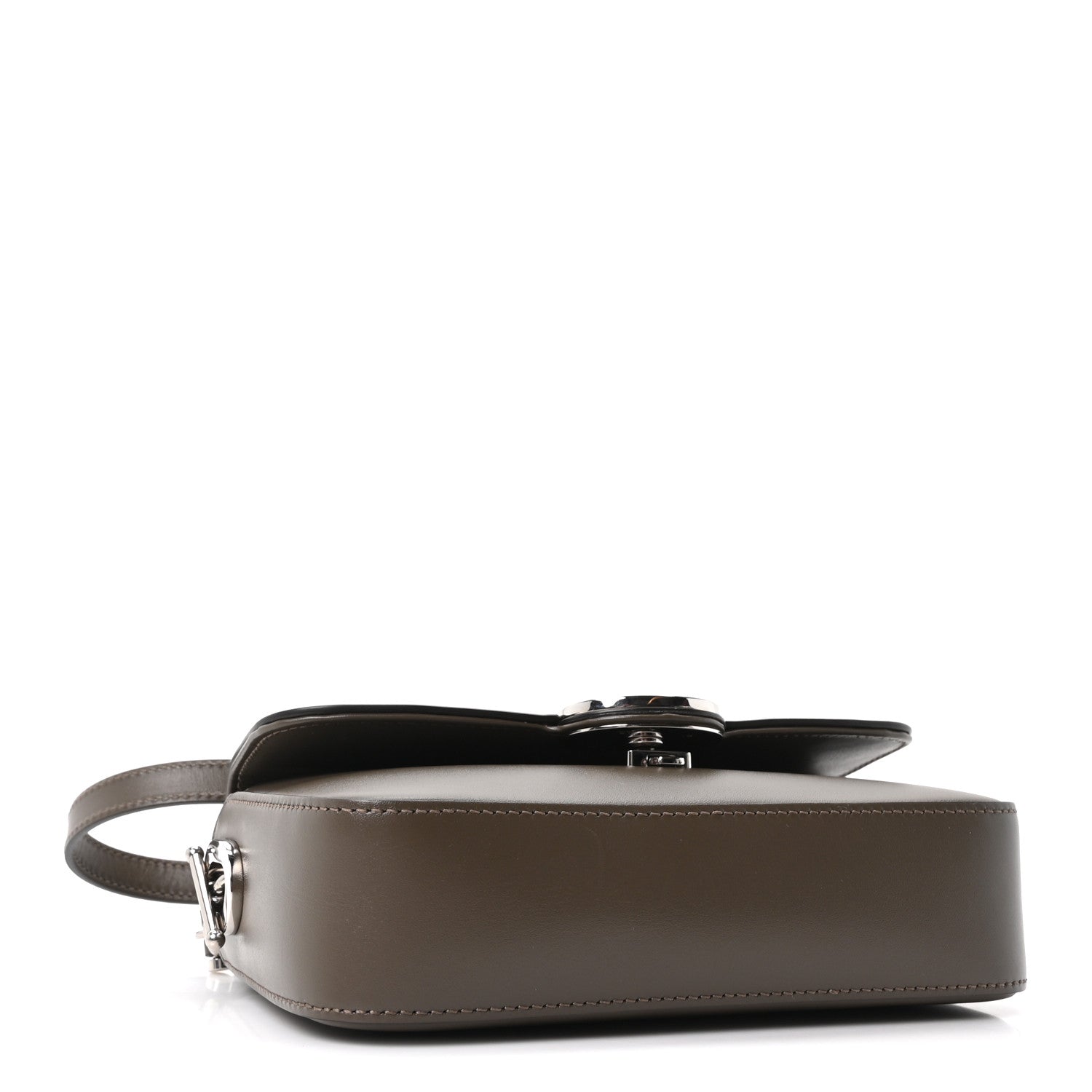 Gucci Senna Calfskin Petite GG Top Handle Shoulder Bag Craclet Brown