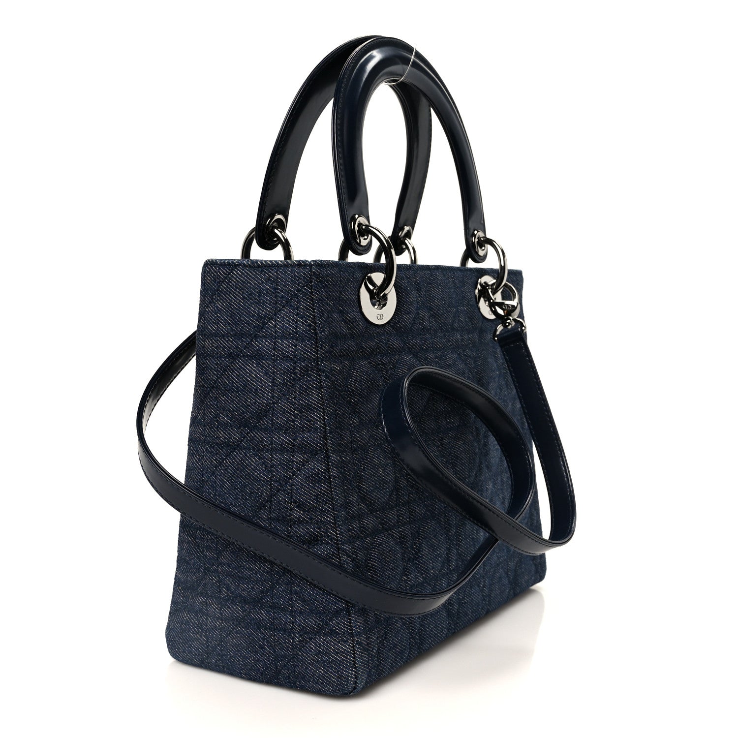 Christian Dior Denim Cannage Medium Lady Dior Blue Black