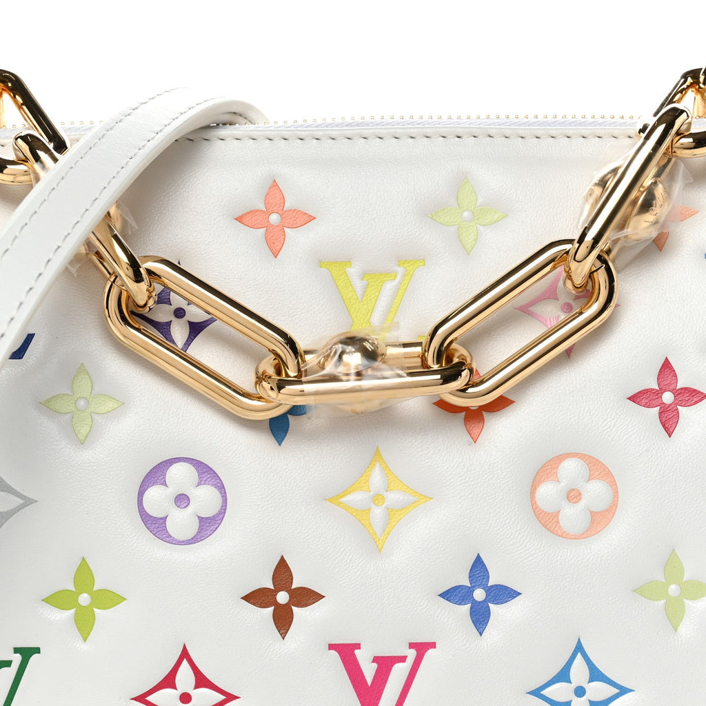 Louis Vuitton LV x TM Lambskin Embossed Monogram Coussin PM White Multicolor