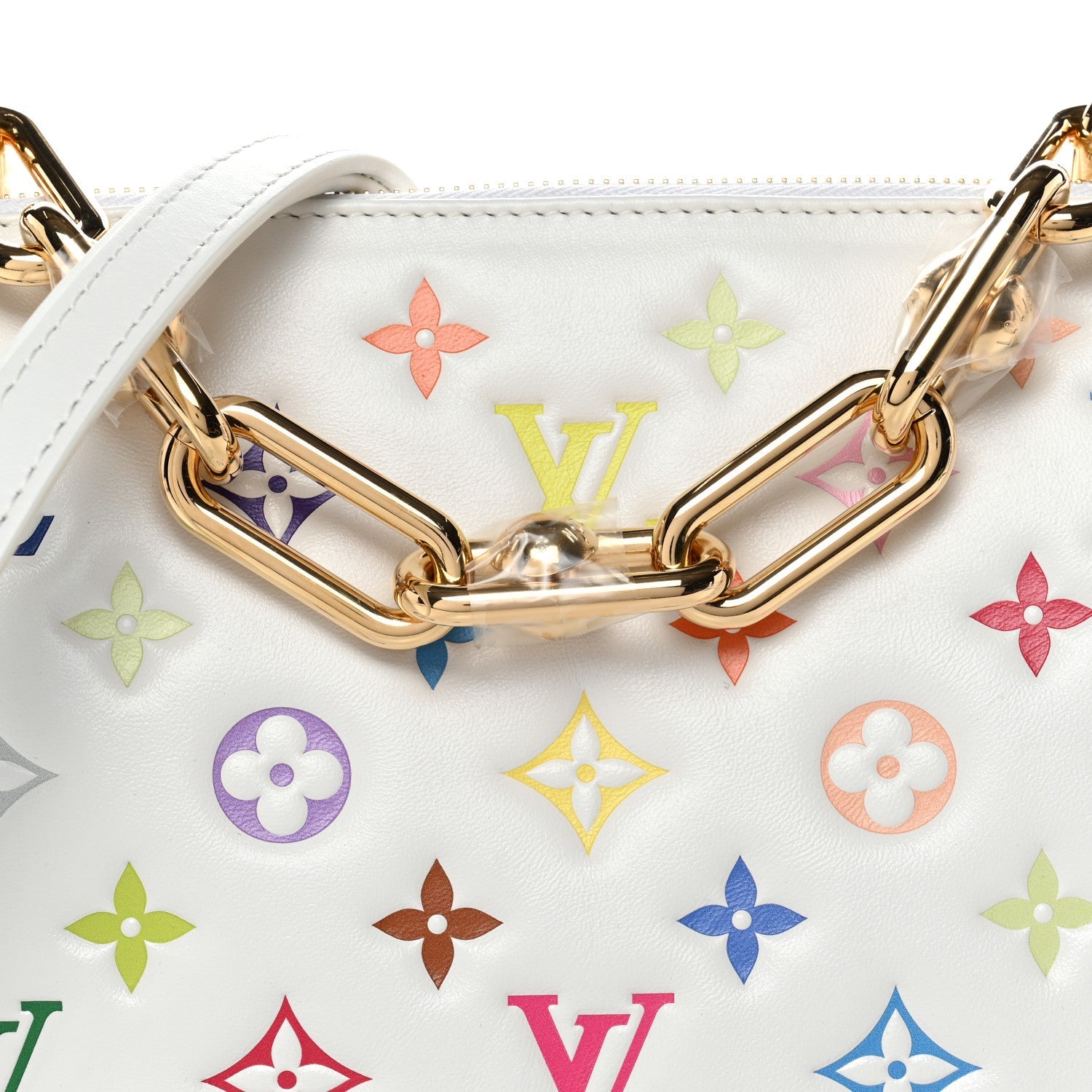 Louis Vuitton LV x TM Lambskin Embossed Monogram Coussin PM White Multicolor