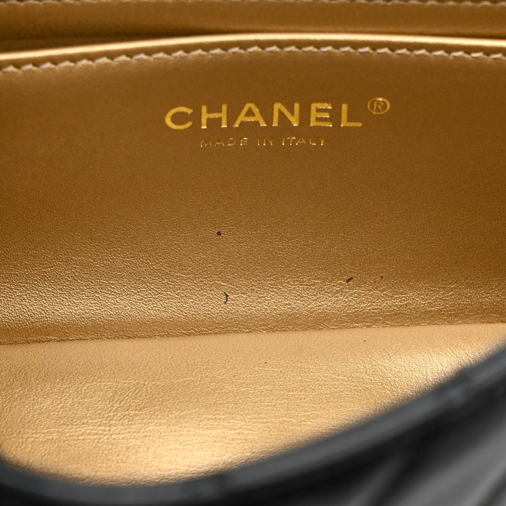 Chanel Lambskin Quilted Mini Rectangular Pearl Crush Flap Black