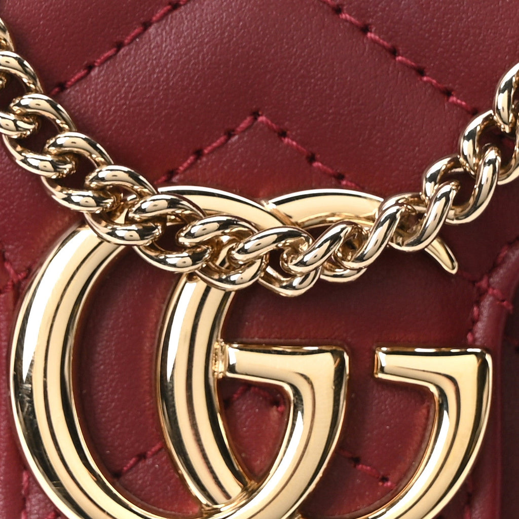 Gucci Calfskin Matelasse Super Mini GG Marmont Shoulder Bag Rosso Ancora