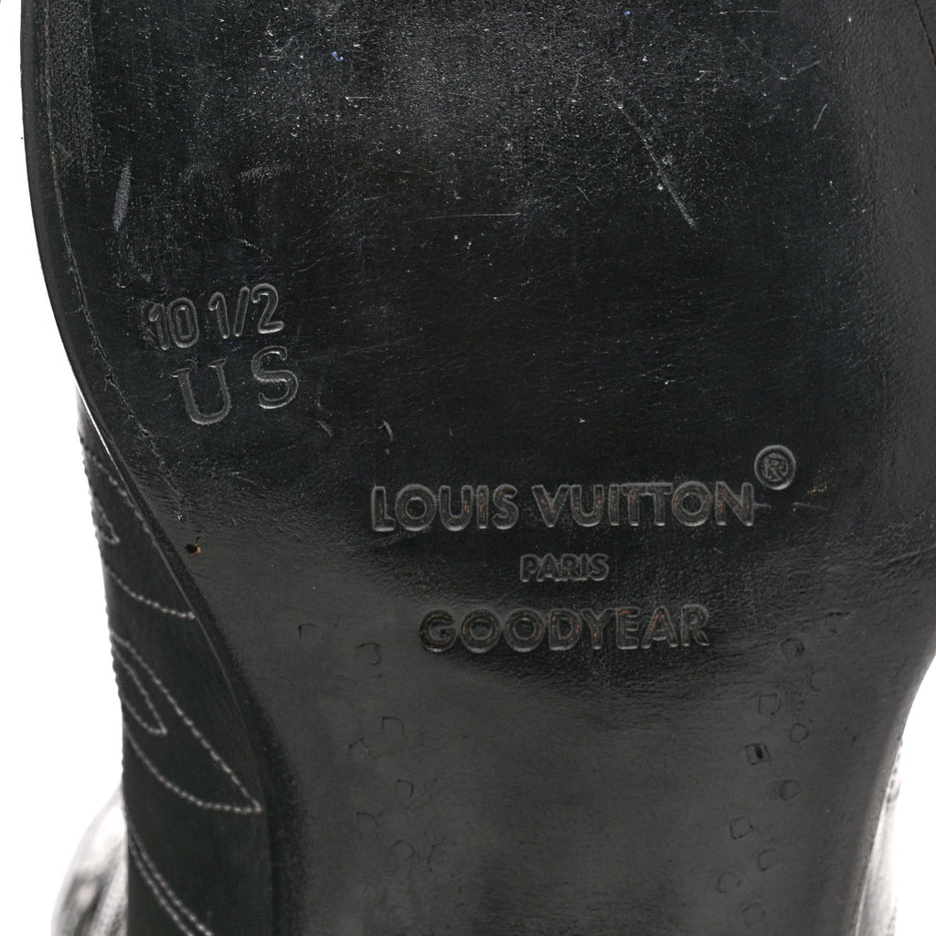 Louis Vuitton Calfskin LV Texan Mens Rider Boots 10.5 Black Silver