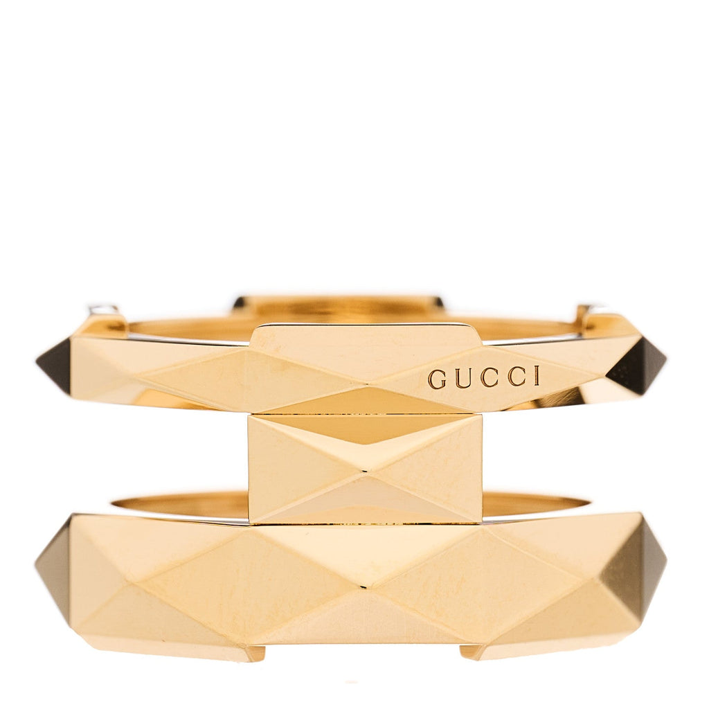 Gucci 18K Yellow Gold Link to Love Double Ring 57 8