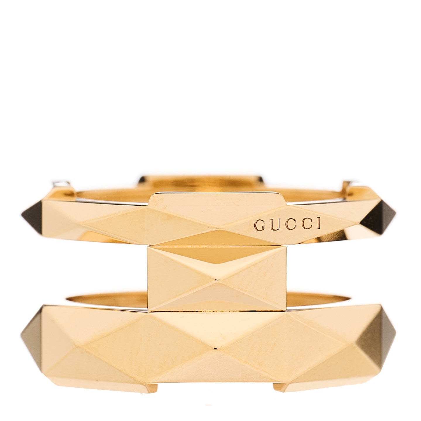 Gucci 18K Yellow Gold Link to Love Double Ring 57 8