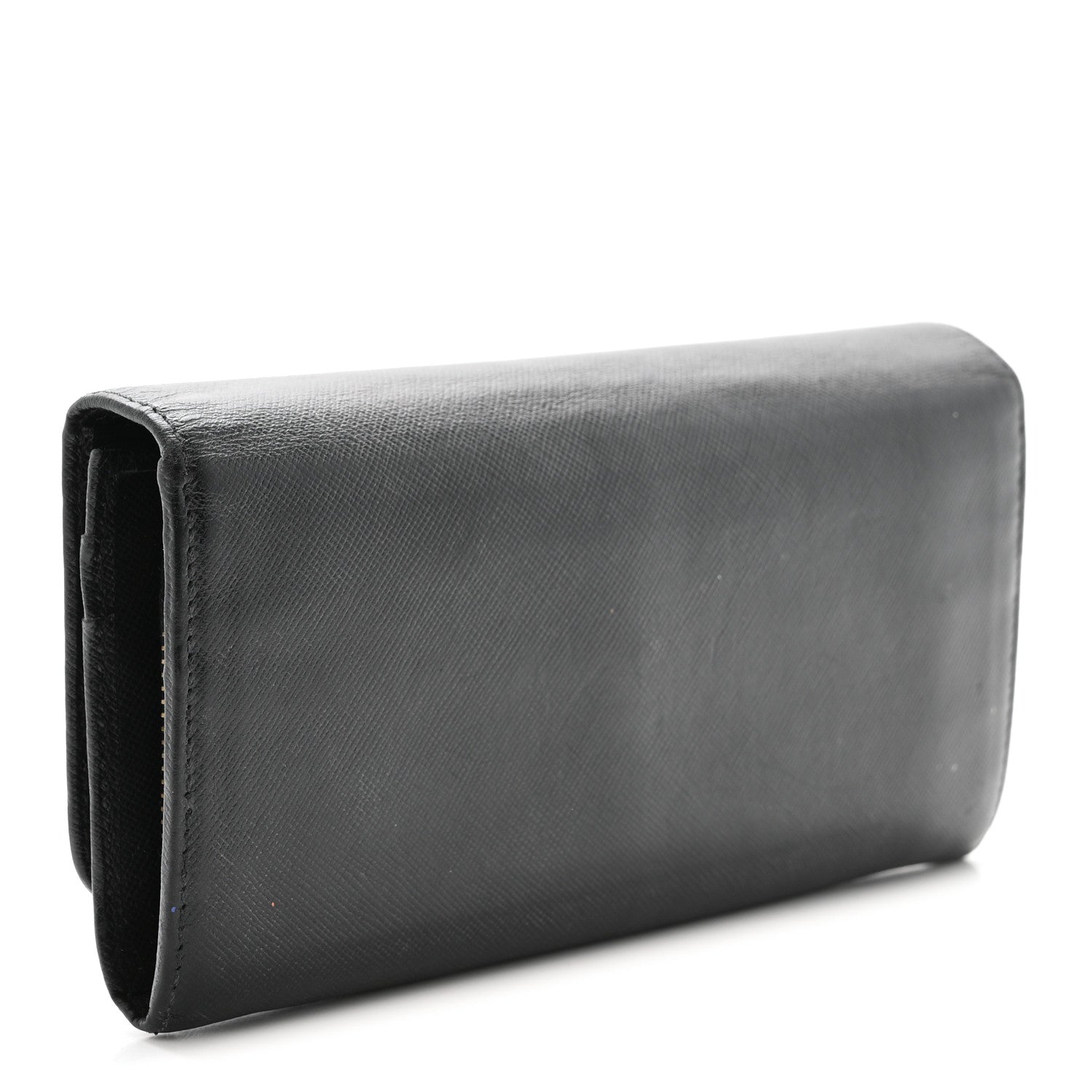 Prada Saffiano Metal Continental Flap Wallet Black