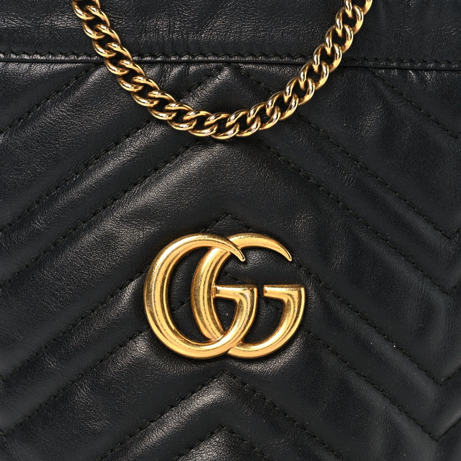 Gucci Calfskin Matelasse Mini GG Marmont 2.0 Bucket Bag Black