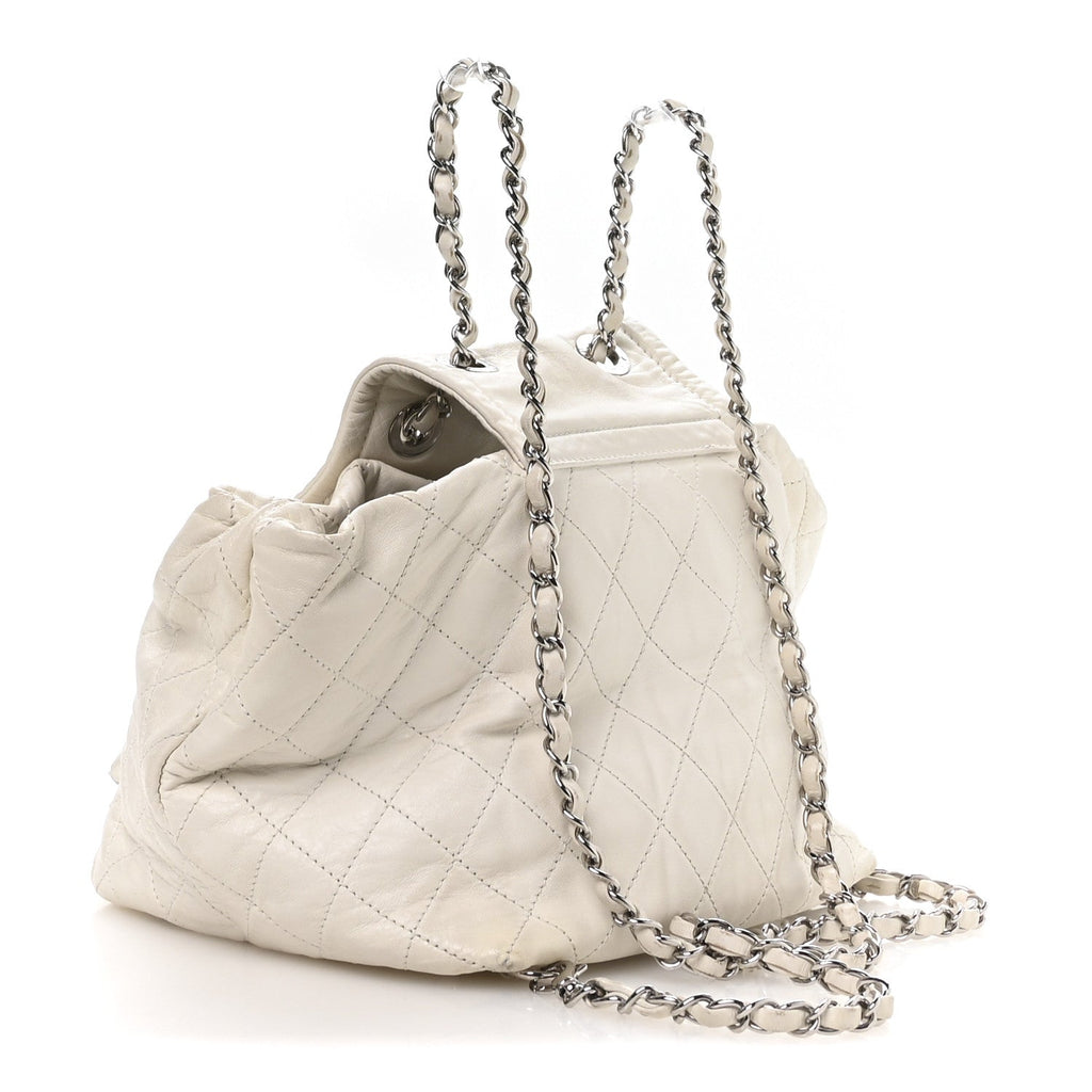Chanel Lambskin Quilted Beijing Backpack Bag White