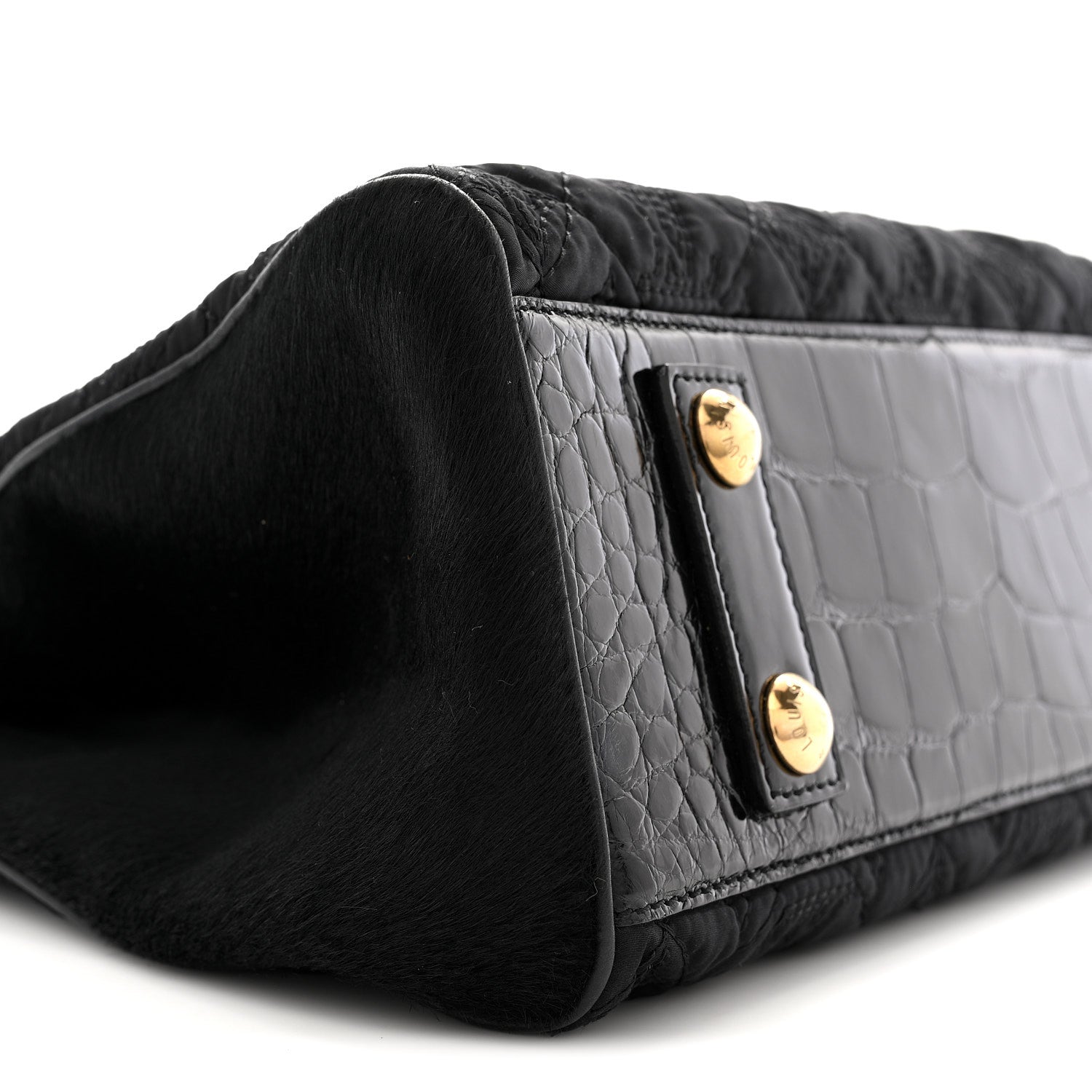 Louis Vuitton Monogram Silk Pony Hair Alligator Trim Linda Black