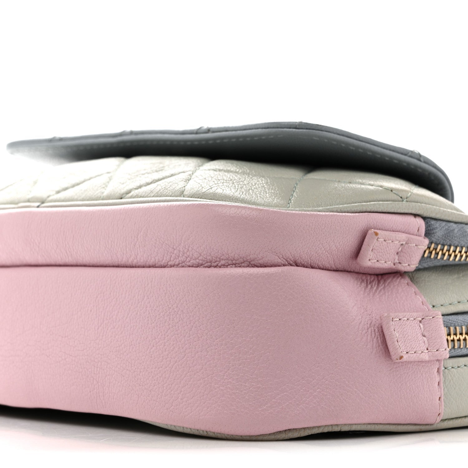 Chanel Goatskin Quilted Waist Bag Green Blue Pink