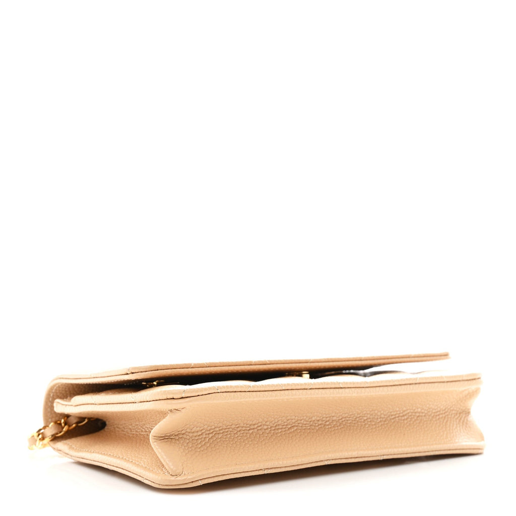 Chanel Caviar Quilted Wallet on Chain WOC Beige