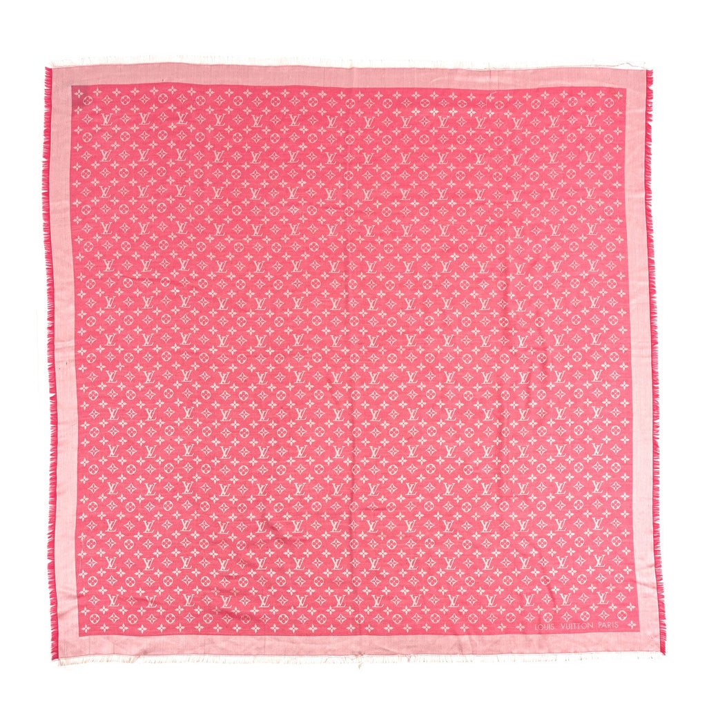 Louis Vuitton Wool Silk Monogram Denim Shawl Pivoine