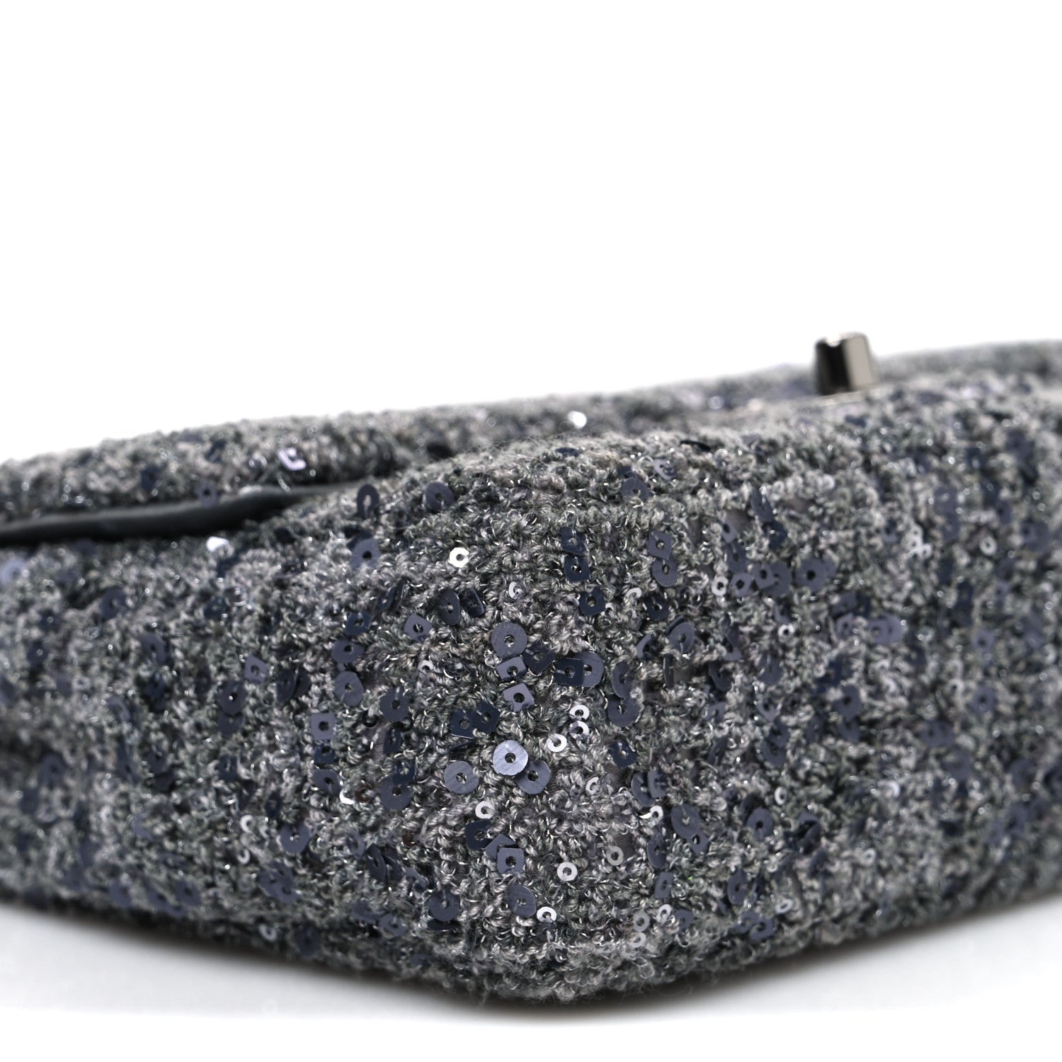 Chanel Sequin Quilted Small Single Flap Grey Dark Grey