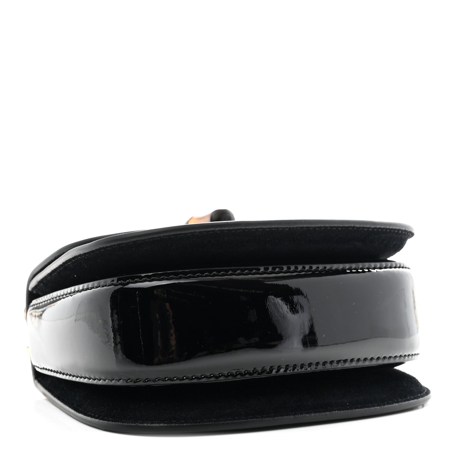 Gucci Patent Crystal Mini Bamboo 1947 Top Handle Chain Bag Black