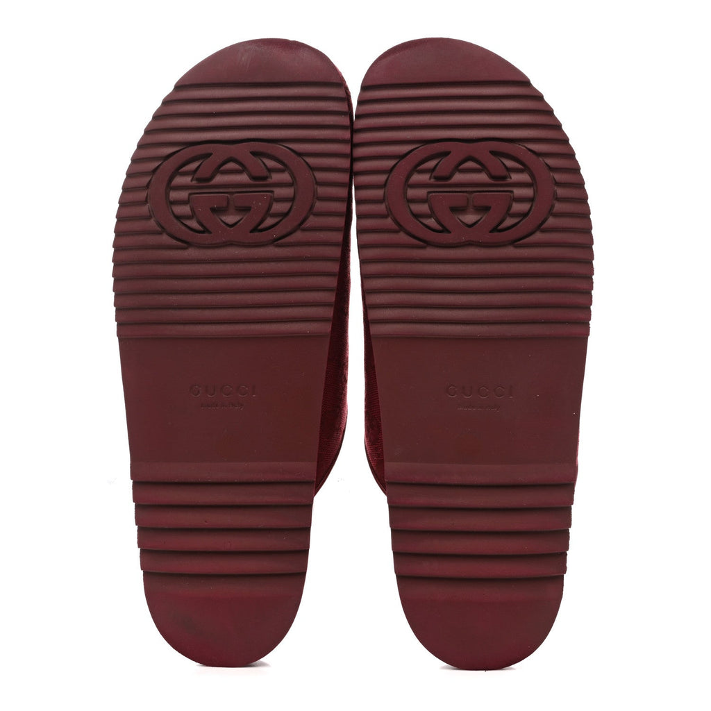 Gucci GG Supreme Monogram Womens Horsebit Slippers 41 Rosso Ancora