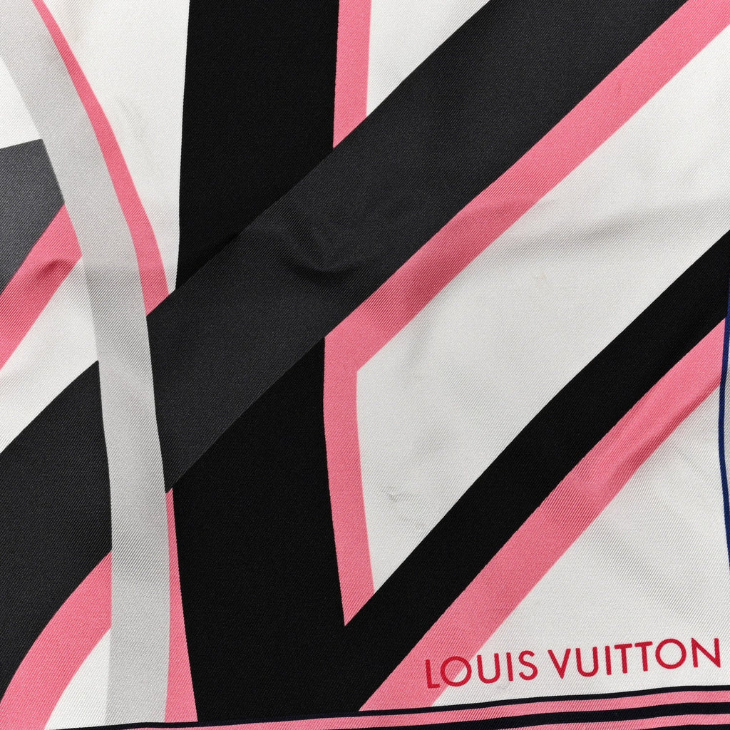 Louis Vuitton Silk LV Monogram Square Scarf Blue Pink