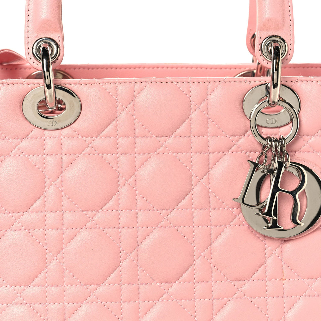 Christian Dior Lambskin Cannage Medium Lady Dior Light Pink