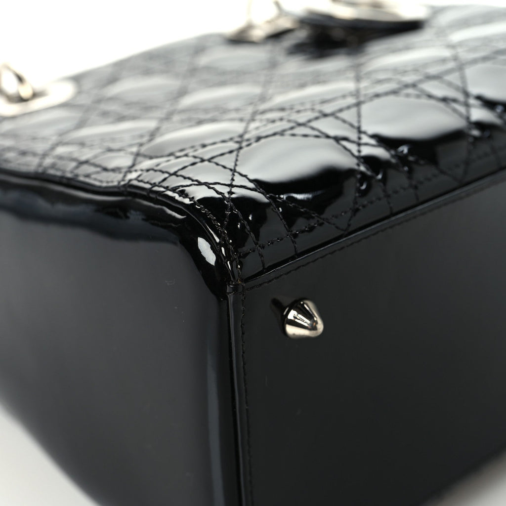 Christian Dior Patent Cannage Medium Lady Dior Black