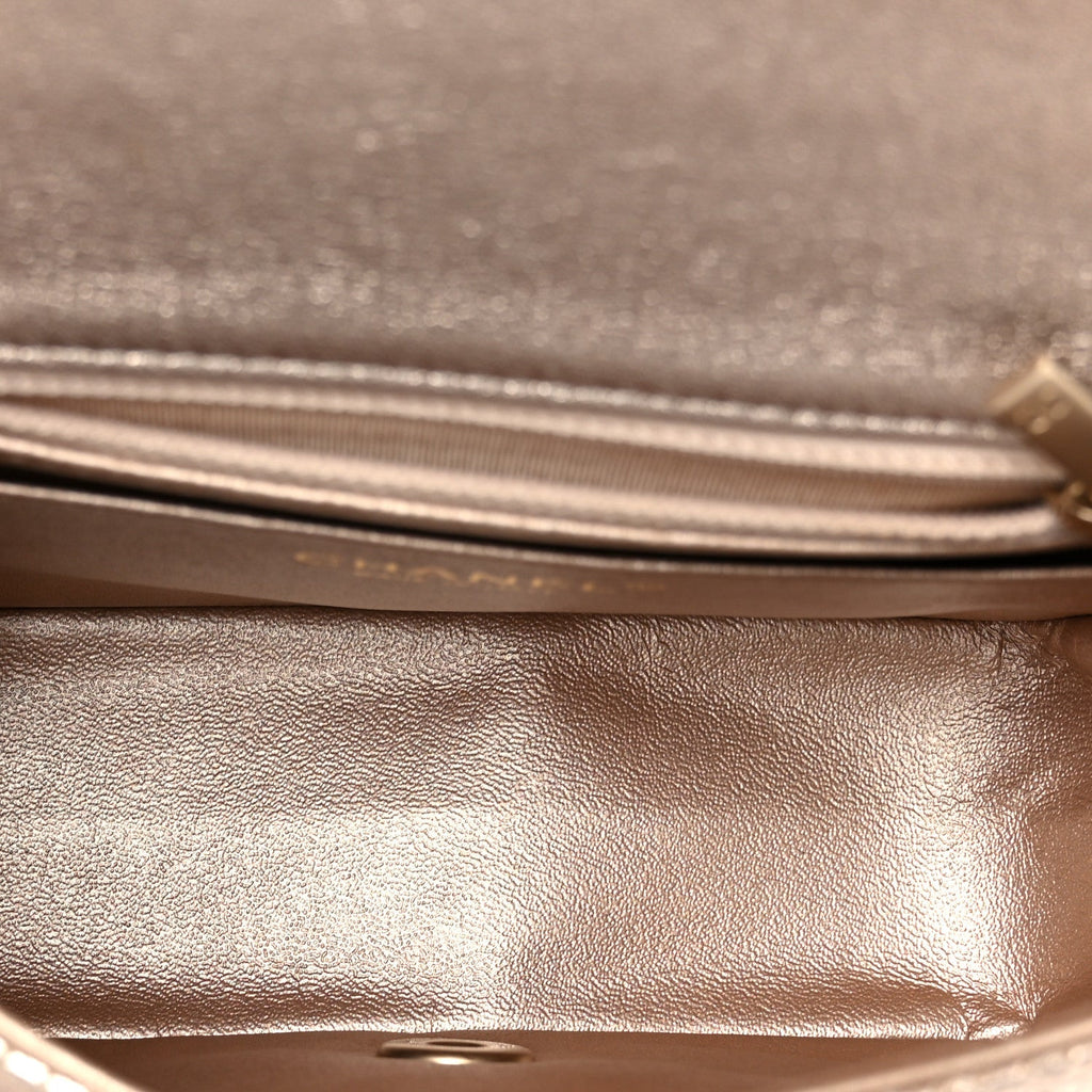 Chanel Metallic Lambskin Perforated Mini Square Flap Light Pink