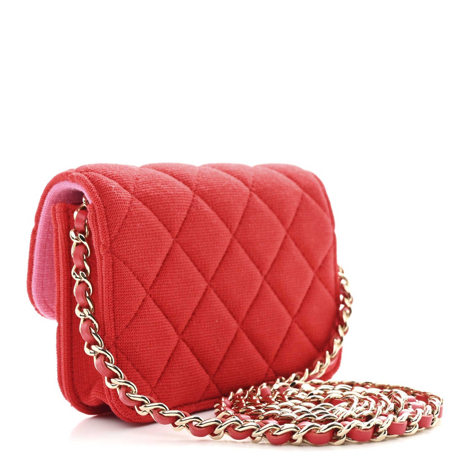 Chanel Jersey Quilted Micro Mini Flap Red