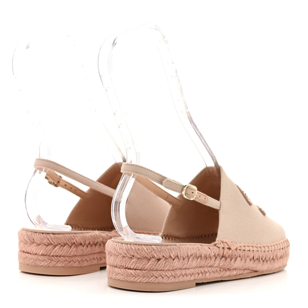 Canvas Strass CC Espadrille Slingback Sandals 38 Pink