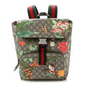 Gucci GG Supreme Monogram Tian Web Single Buckle Backpack Beige Multicolor New Acero