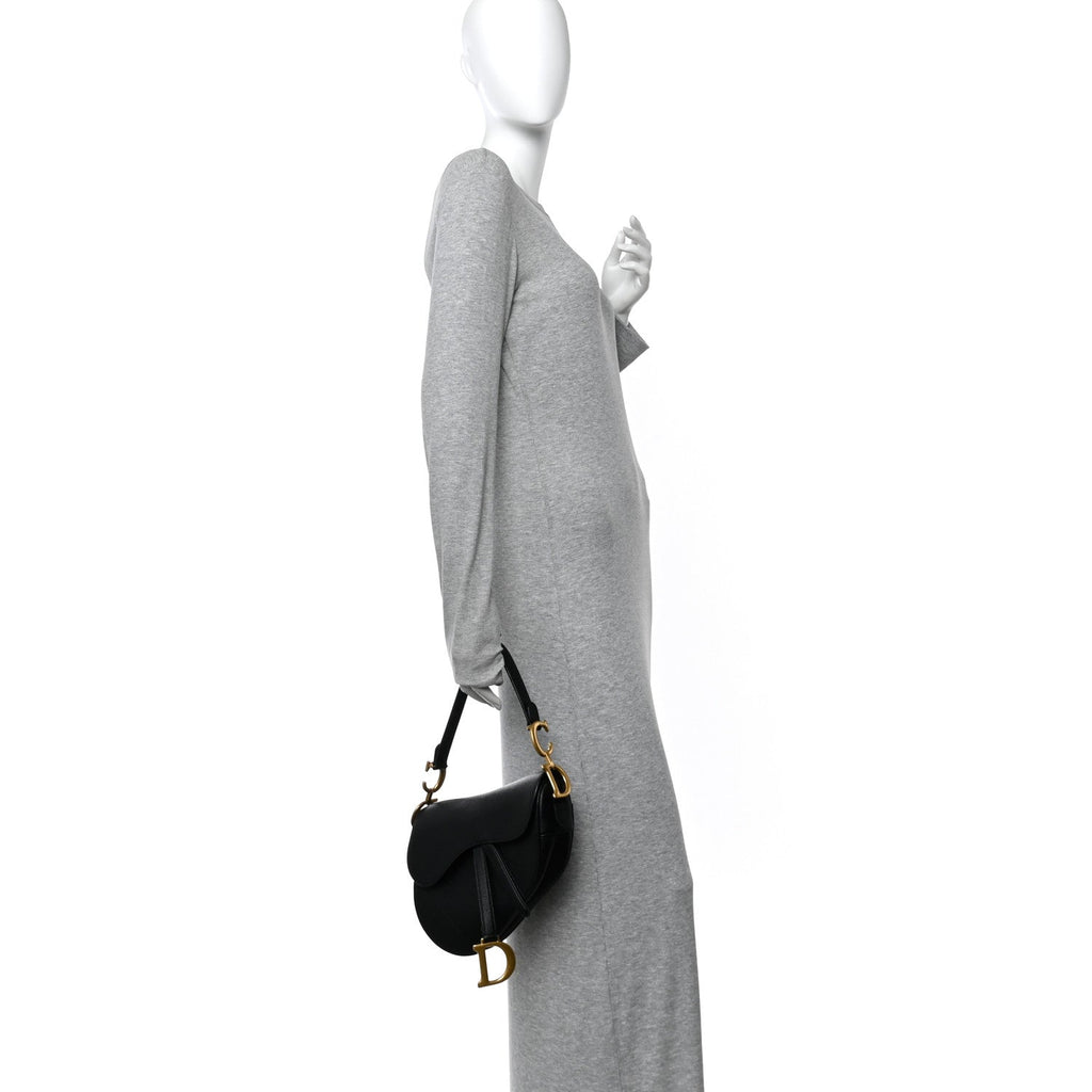 Christian Dior Grained Calfskin Saddle Bag Black