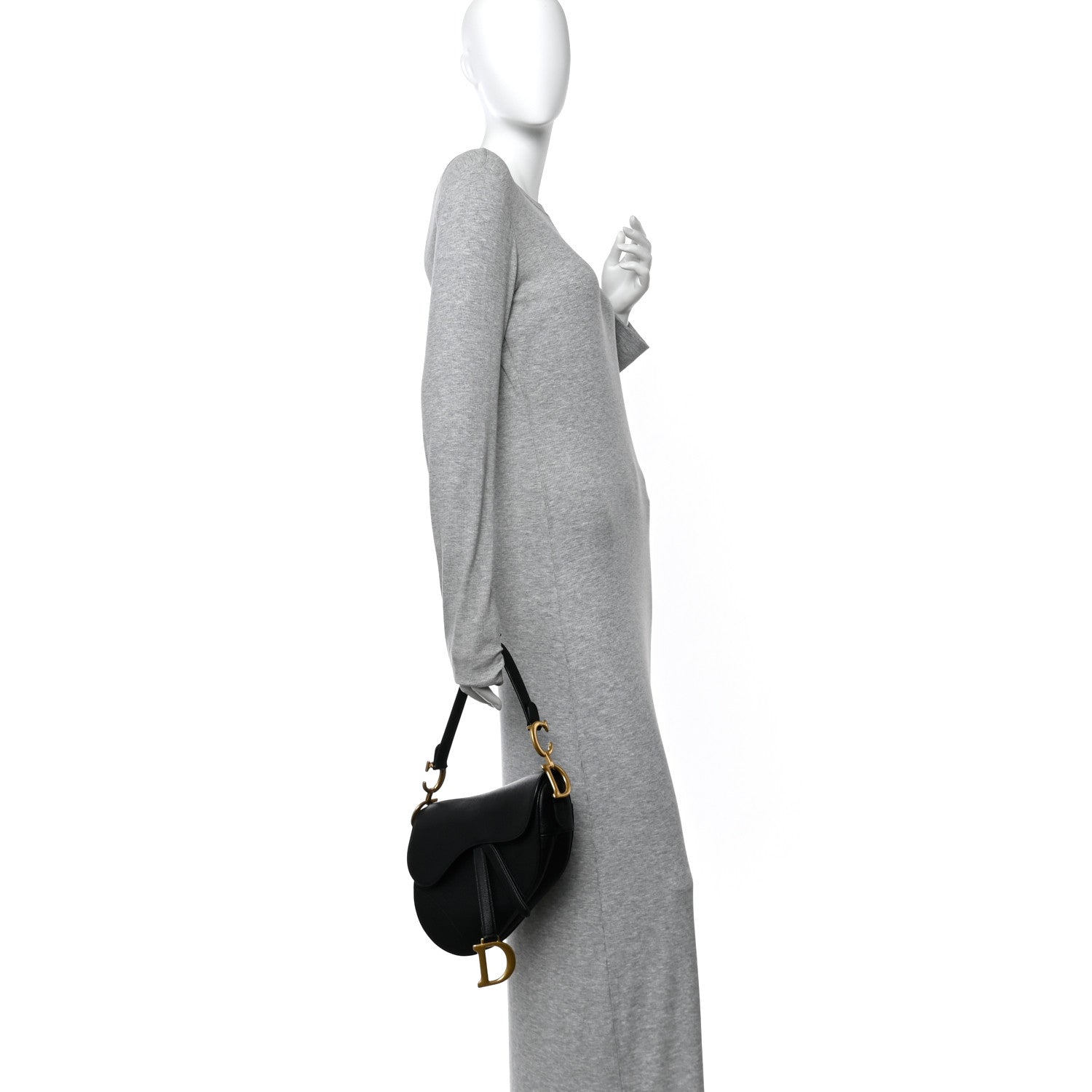 Christian Dior Grained Calfskin Saddle Bag Black