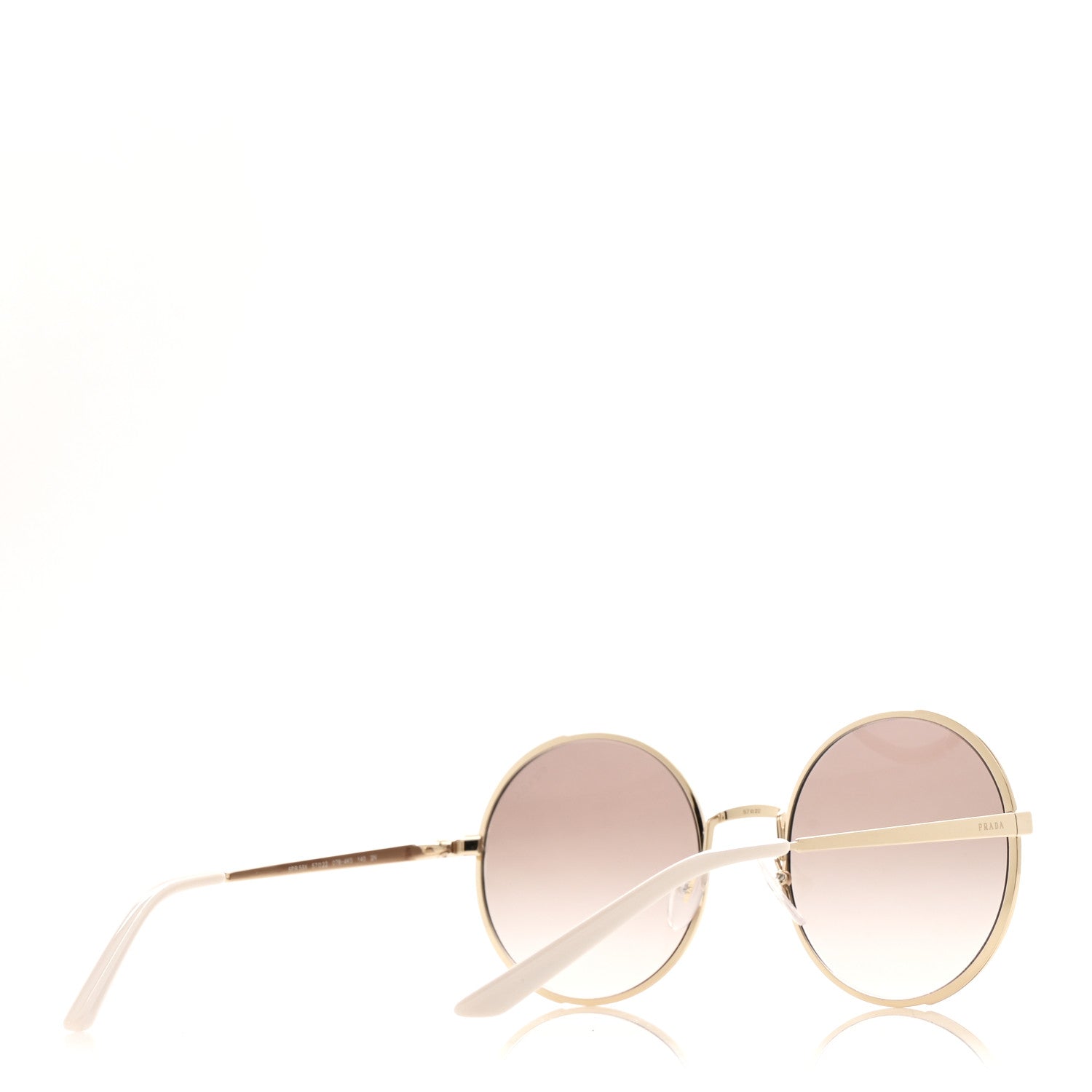 Prada Metal Enamel Oversized Round Sunglasses SPR 59X Pink Gold