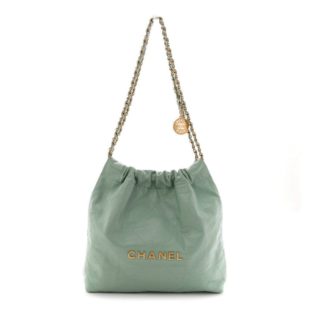Chanel Shiny Calfskin Quilted Small Chanel 22 Light Green