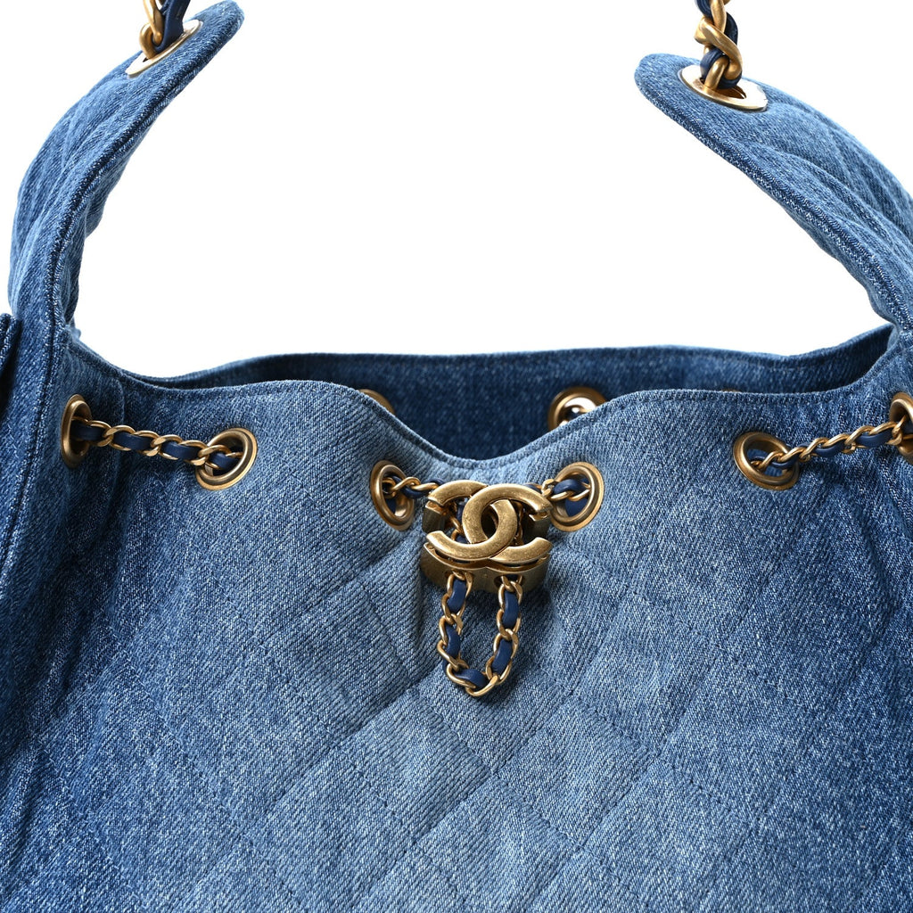 Chanel Washed Denim Quilted Small Chanel 25 Handbag Blue