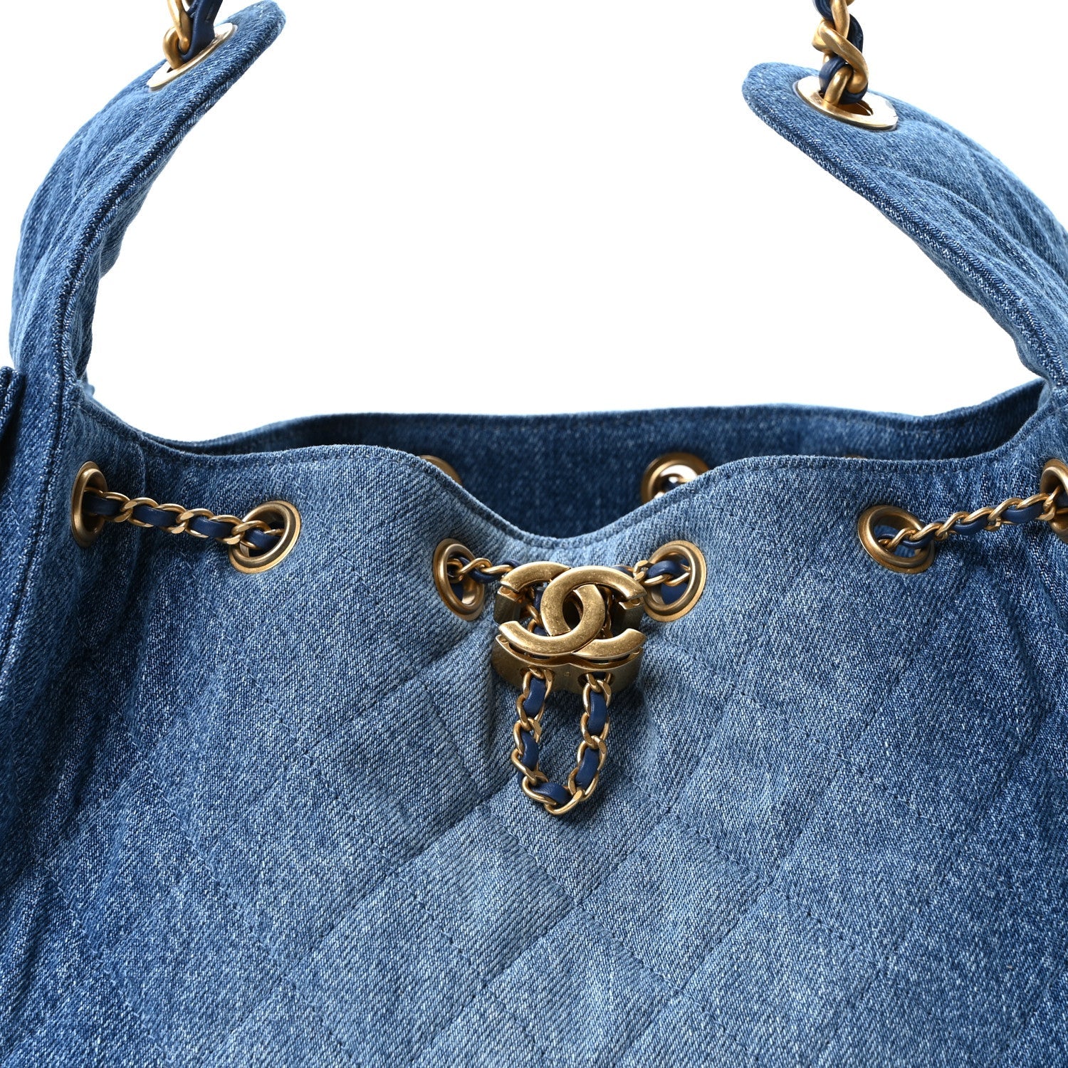 Chanel Washed Denim Quilted Small Chanel 25 Handbag Blue