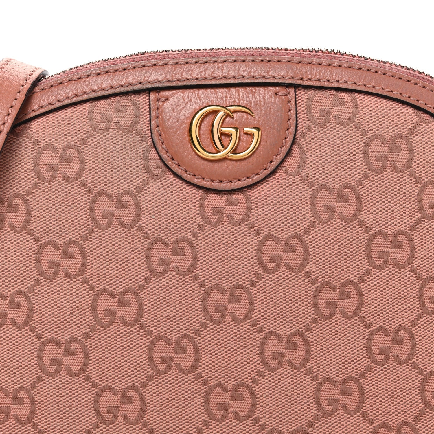 Gucci Monogram Textured Dollar Calfskin Small Ophidia Dome Shoulder Bag Cloche Rose Pink