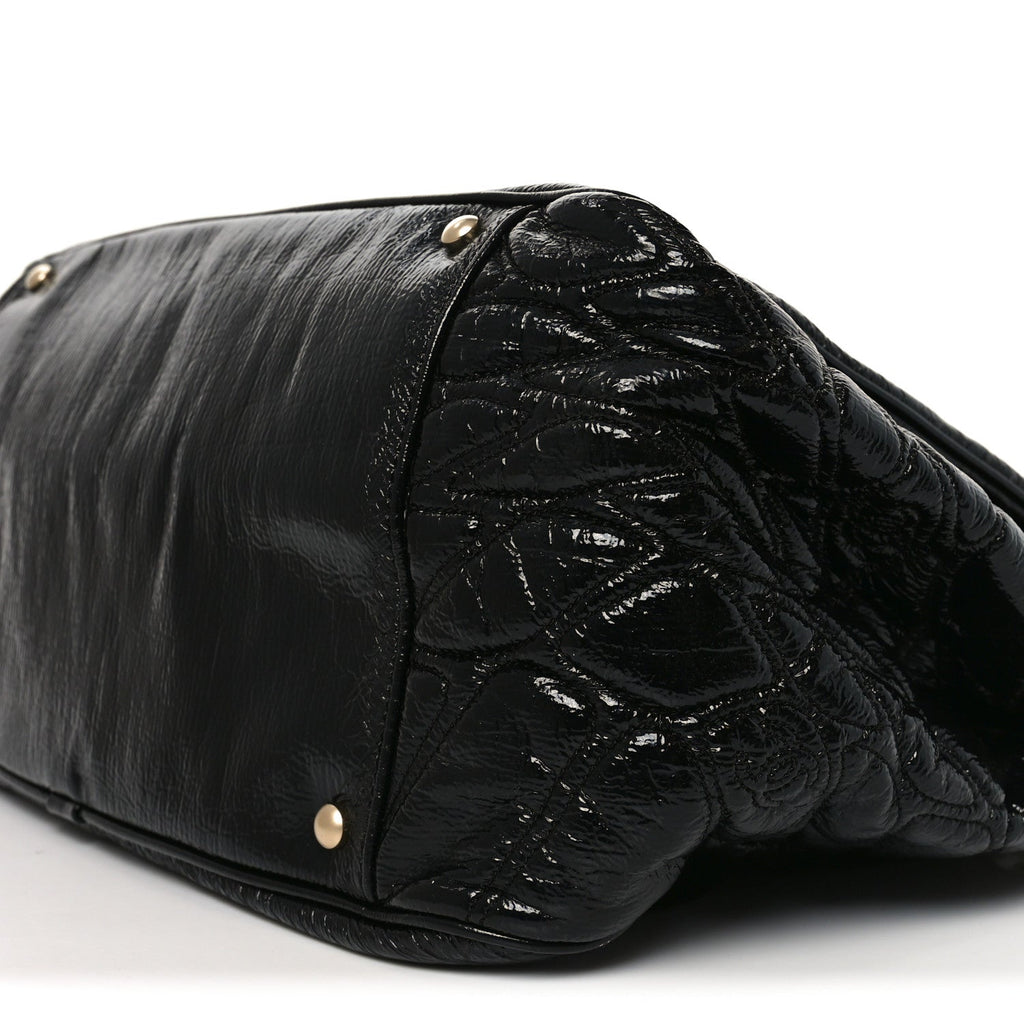 Chanel Vinyl Rodeo Accordion Flap Bag Black