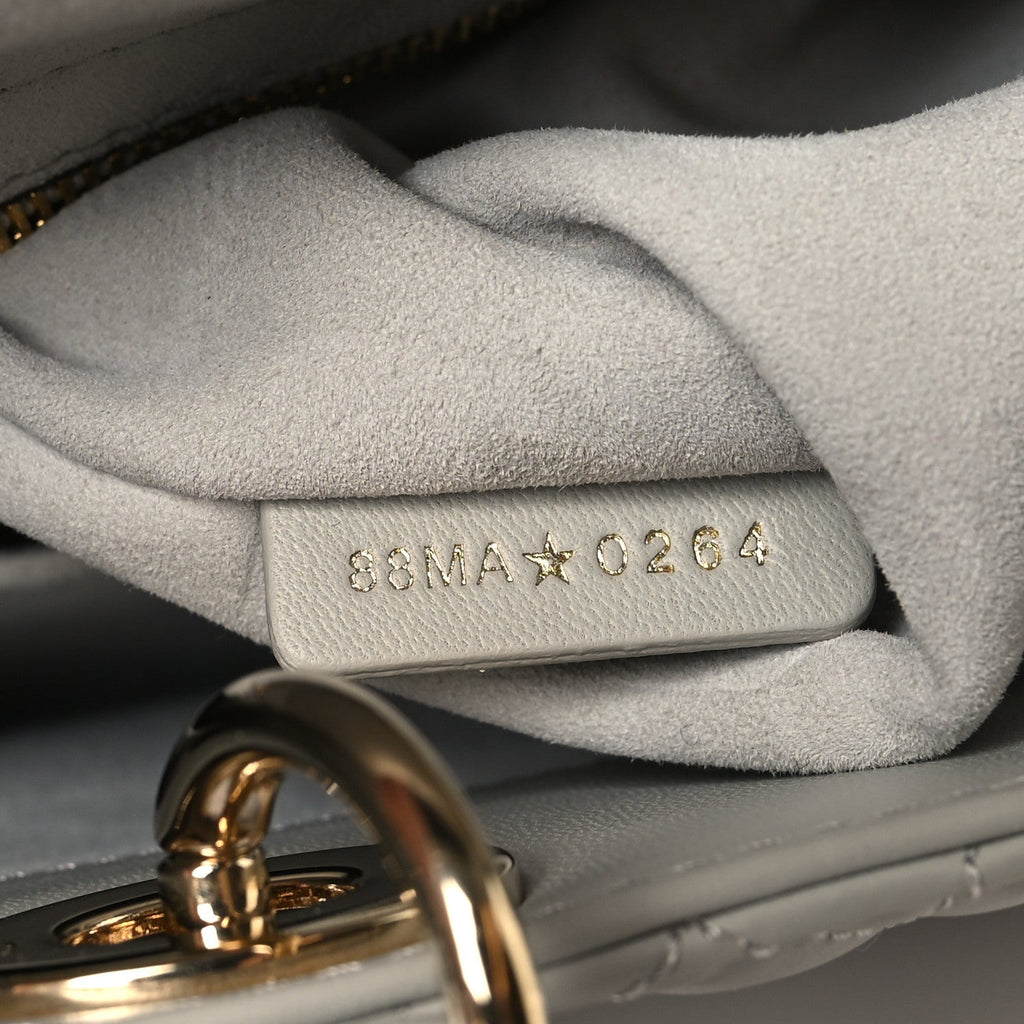 Christian Dior Lambskin Cannage Medium Lady Dior Grey