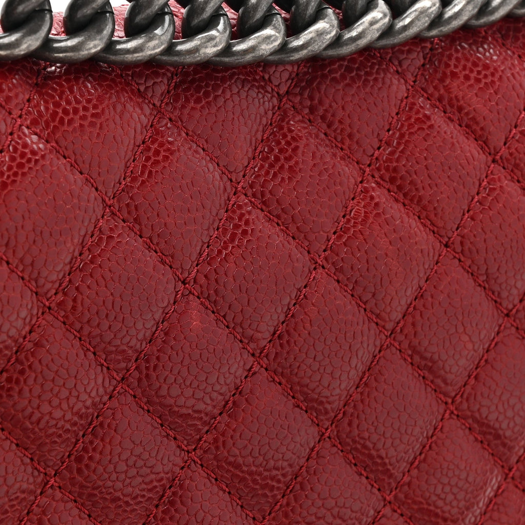 Chanel Caviar Quilted Medium Boy Flap Red