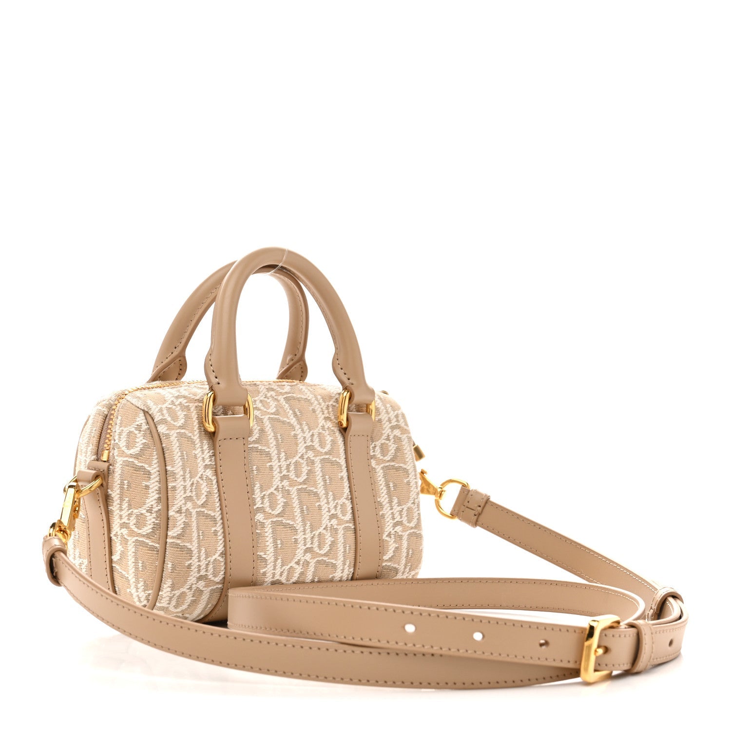 Christian Dior Oblique Chambray Groove 17 Bag Natural