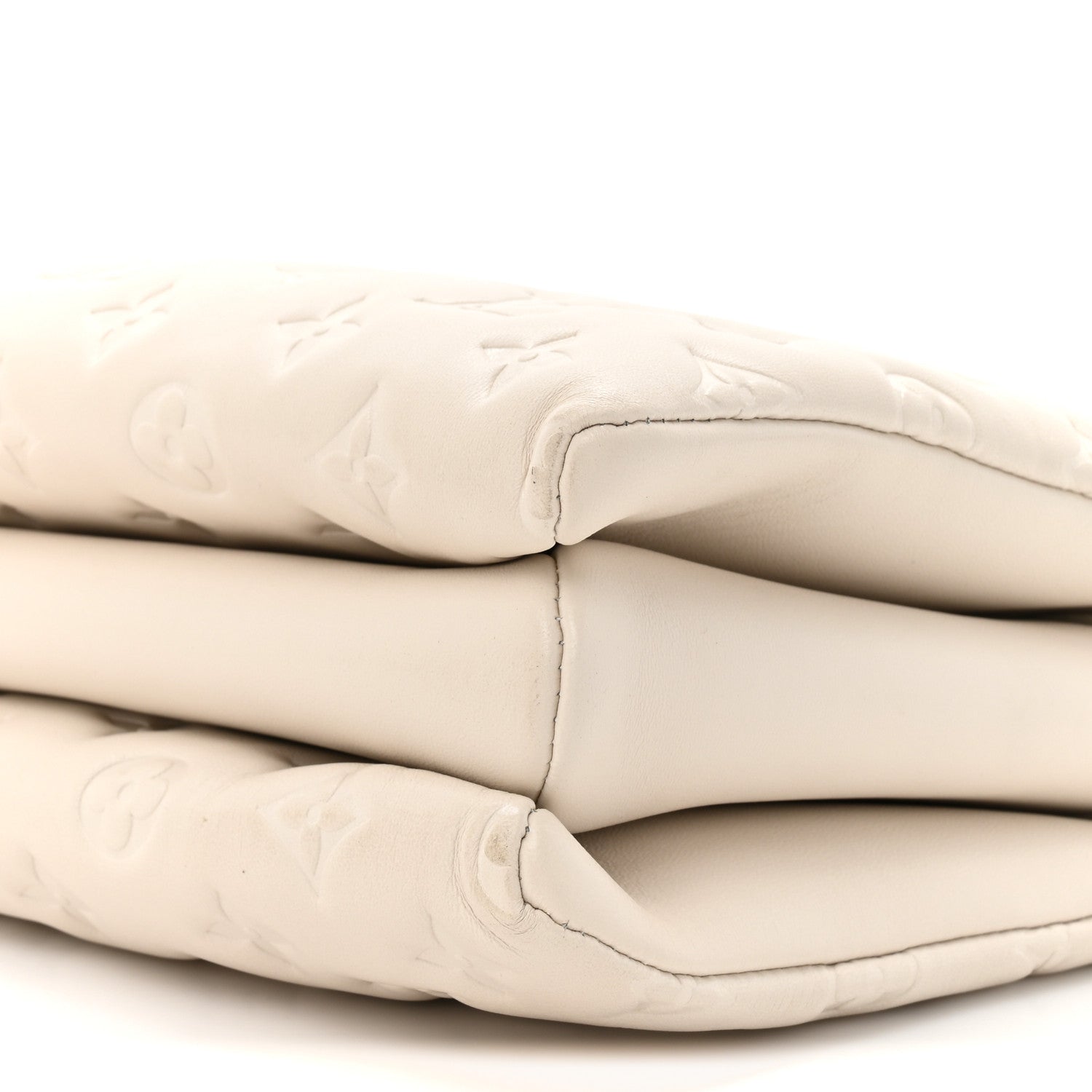 Louis Vuitton Lambskin Embossed Monogram Coussin PM Beige Cream