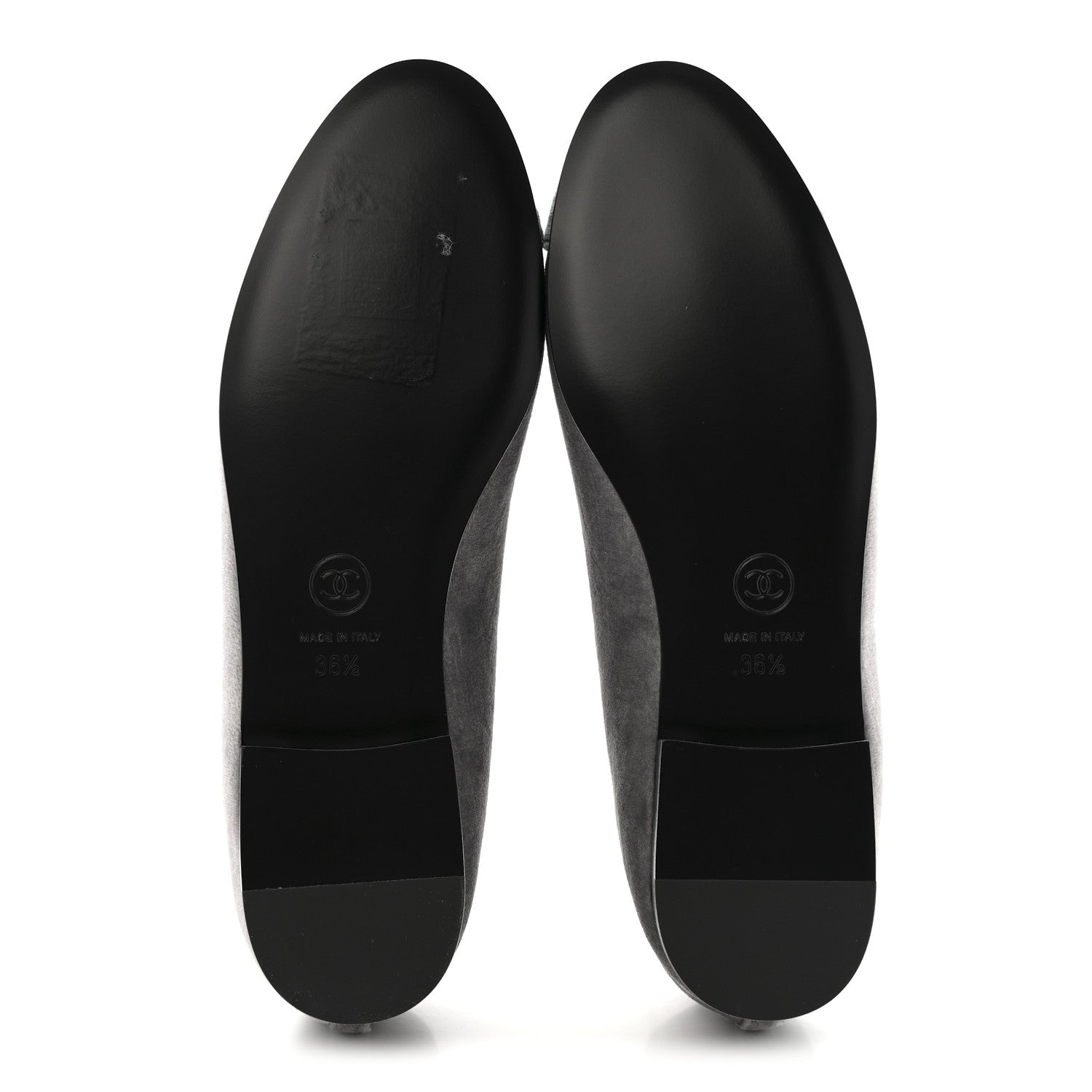 Chanel Velvet Cap Toe Ballerina Flats 36.5 Grey Green