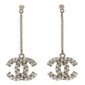 Baguette Crystal CC Drop Earrings Silver