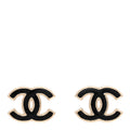 Metal Enamel CC Earrings Black Gold